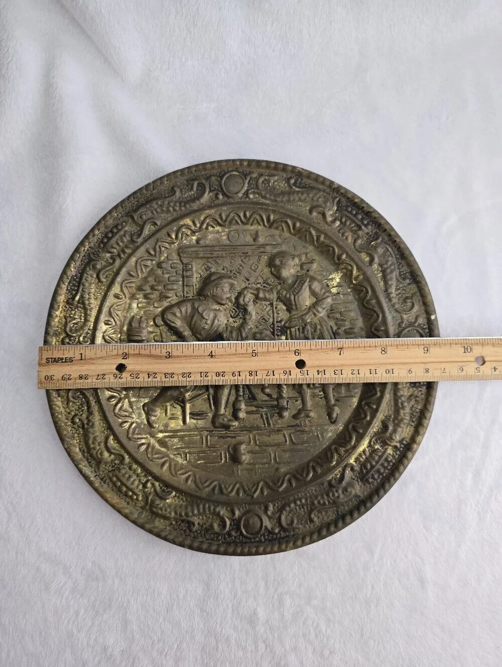 Vintage Peerage England Embossed Brass Wall Plate 9